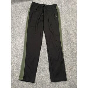 Fred Perry Pants Mens Small Black Olive Joggers Mesh Stripe Laurel Wreath